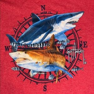 Guy Harvey Red Short Sleeve Tee Sharks XXl